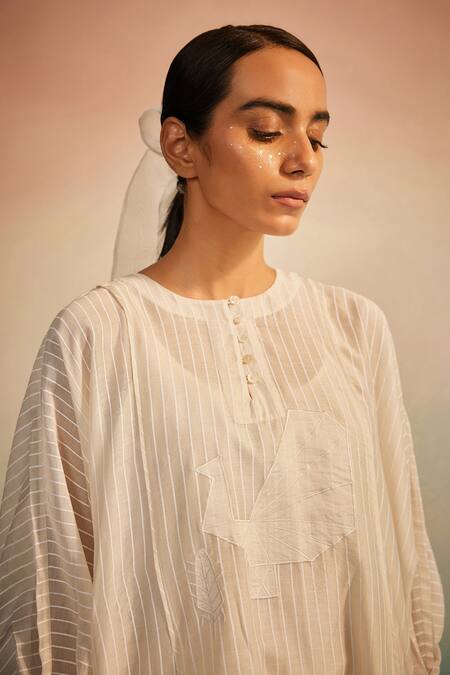 Shop_Ahmev_Ivory , , Round Neck Iki Dolman Kurta Set 