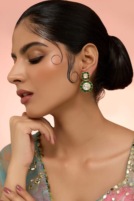 Karisa Designs Green Moissanite Stone Earrings 