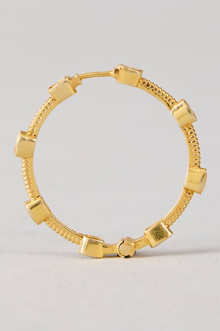 Karisa Designs Gold Plated Imitation Gemstones Krisha Moissanite Hoop Earrings Online at Aza Fashions Karisa Designs_Gold Plated Imitation Gemstones Krisha Moissanite Hoop Earrings _Online_at_Aza_Fashions