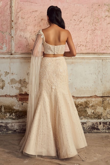 PIRI INDIA Ivory Hand Embroidered Lehenga Set 