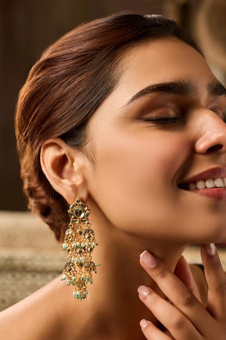 Buy Paisley Pop Turquoise Pearls, Stones Kundan Earrings Online at Aza Fashions Buy_Paisley Pop_Turquoise Pearls, Stones Kundan Earrings _Online_at_Aza_Fashions