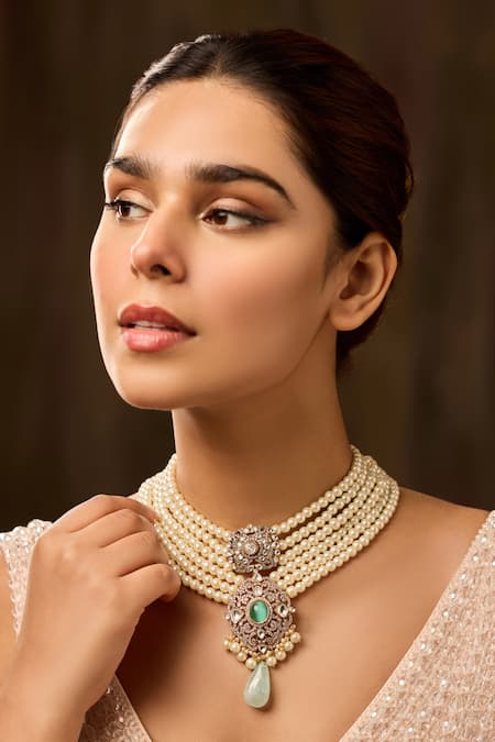 Paisley Pop Polki And Pearls Necklace 