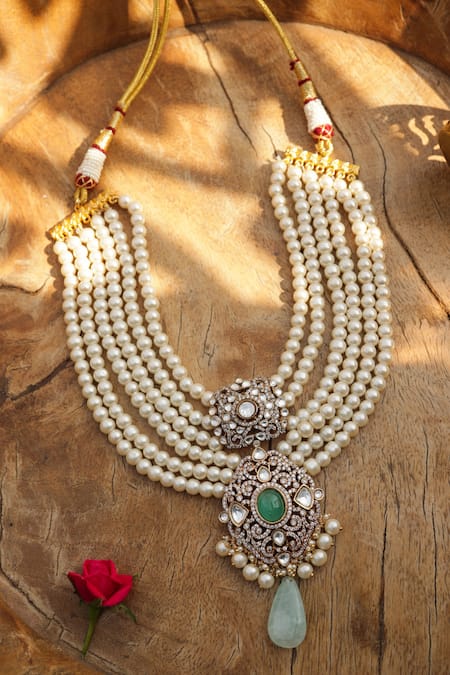 Paisley Pop Polki And Pearls Necklace 