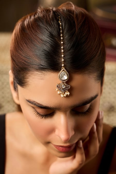 Paisley Pop Polki Maangtikka with Cubic Zirconia 