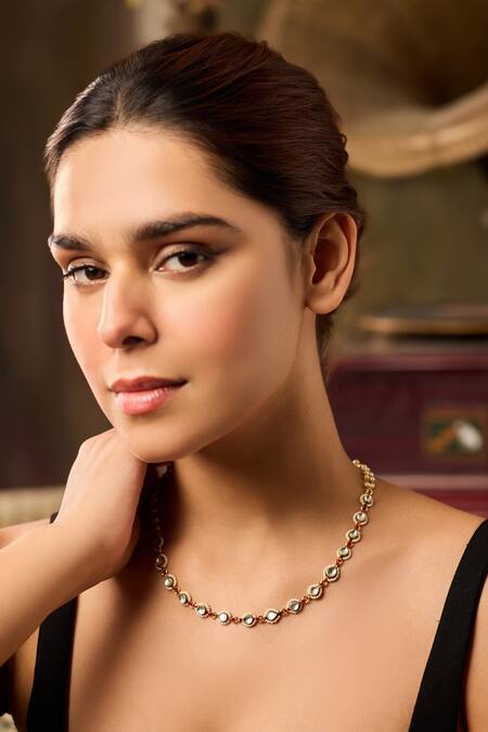Buy_Paisley Pop_Gold Plated Kundan Necklace _Online_at_Aza_Fashions