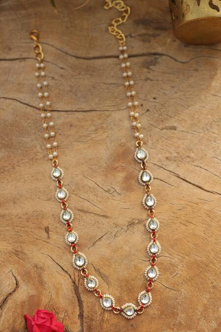Shop_Paisley Pop_Gold Plated Kundan Necklace _Online_at_Aza_Fashions