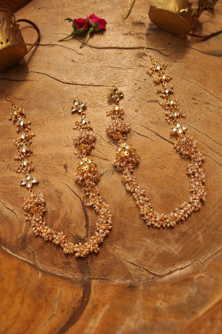 Buy Paisley Pop Gold Plated Pearls Kundan Jhumka Earrings Online at Aza Fashions Buy_Paisley Pop_Gold Plated Pearls Kundan Jhumka Earrings _Online_at_Aza_Fashions