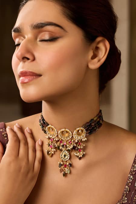 Paisley Pop Multicolored Kundan Choker Necklace 