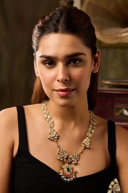 Paisley Pop_Mint Designer Kundan Necklace _Online_at_Aza_Fashions