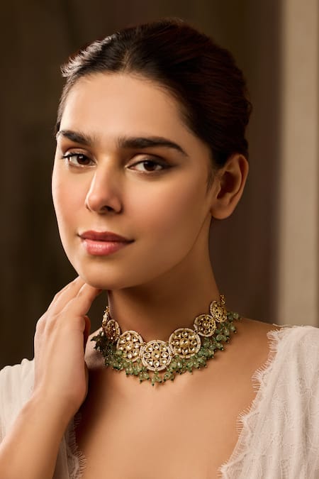 Paisley Pop_Mint Kundan Necklace _Online_at_Aza_Fashions