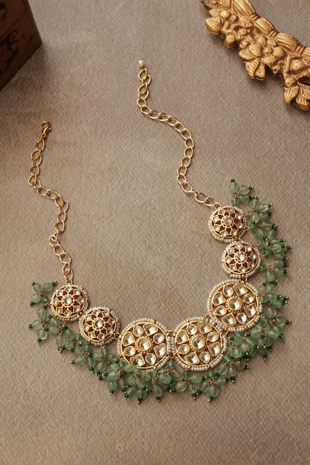 Paisley Pop Mint Kundan Necklace 
