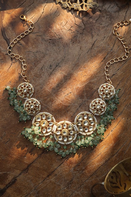 Shop_Paisley Pop_Mint Kundan Necklace _Online_at_Aza_Fashions