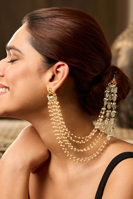 Paisley Pop Mint Stones Kundan Earrings Online at Aza Fashions Paisley Pop_Mint Stones Kundan Earrings _Online_at_Aza_Fashions