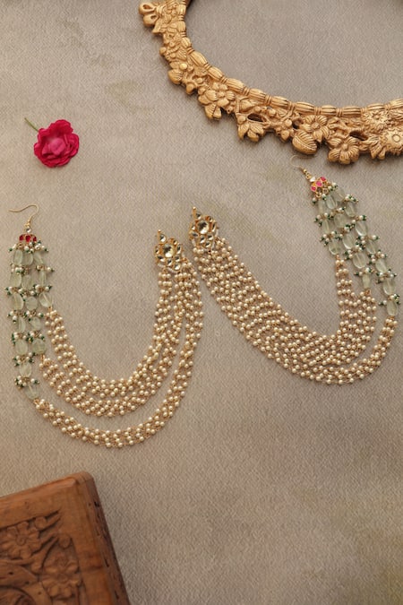 Paisley Pop Mint Kundan Earrings 