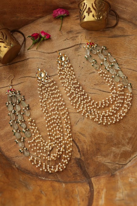 Shop Paisley Pop Mint Stones Kundan Earrings Online at Aza Fashions Shop_Paisley Pop_Mint Stones Kundan Earrings _Online_at_Aza_Fashions