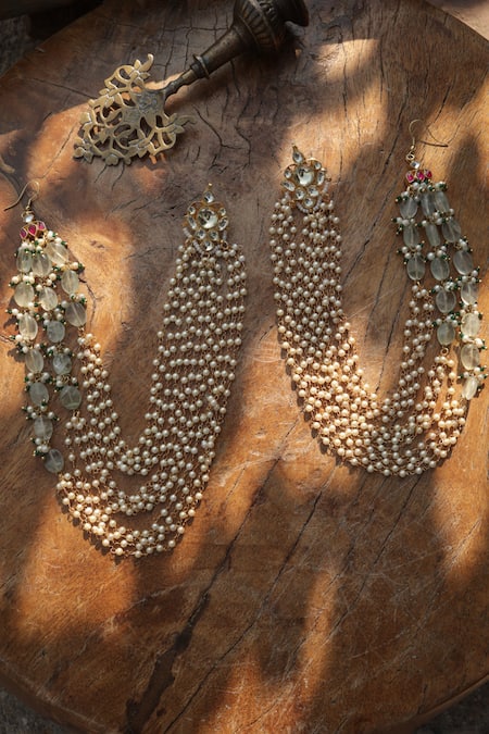 Paisley Pop Mint Stones Kundan Earrings at Aza Fashions Paisley Pop_Mint Stones Kundan Earrings _at_Aza_Fashions