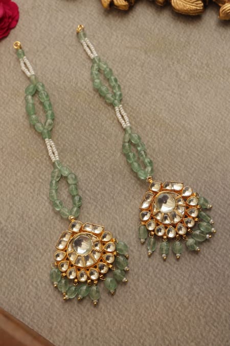 Paisley Pop Mint Kundan Earrings 