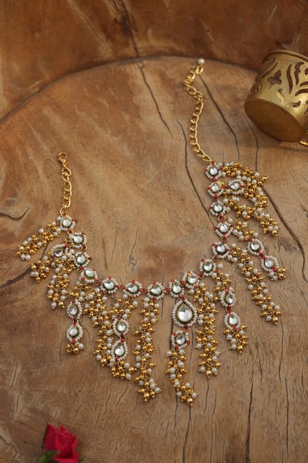 Shop_Paisley Pop_Gold Plated Kundan Designer Necklace _Online_at_Aza_Fashions