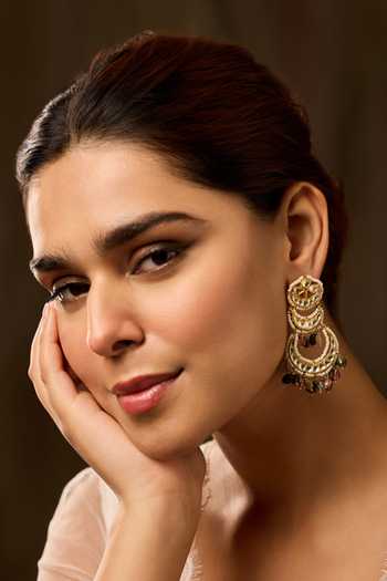 Paisley Pop Multi Color Pearls, Stones Multicolored Kundan Earrings Online at Aza Fashions Paisley Pop_Multi Color Pearls, Stones Multicolored Kundan Earrings _Online_at_Aza_Fashions