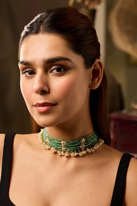 Paisley Pop Mint Kundan Choker Necklace 