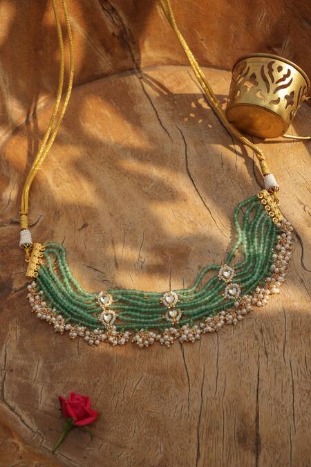 Buy_Paisley Pop_Mint Kundan Choker Necklace _Online_at_Aza_Fashions