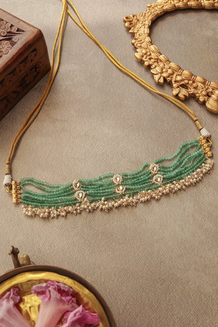 Paisley Pop Mint Kundan Choker Necklace 