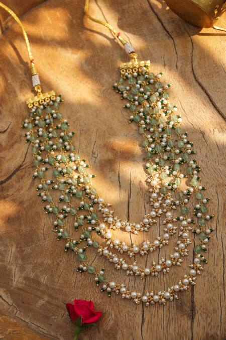 Buy_Paisley Pop_Mint Layered Necklace _Online_at_Aza_Fashions