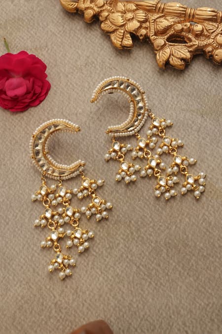 Paisley Pop Kundan Gold Plated Earrings 