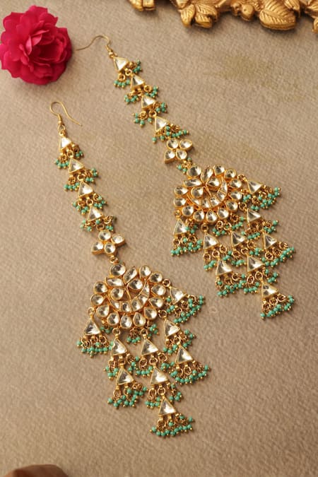 Paisley Pop Turquoise Kundan Earrings 