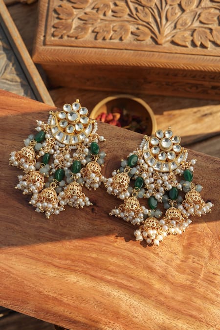 Paisley Pop Designer Green Jhumki Earrings 