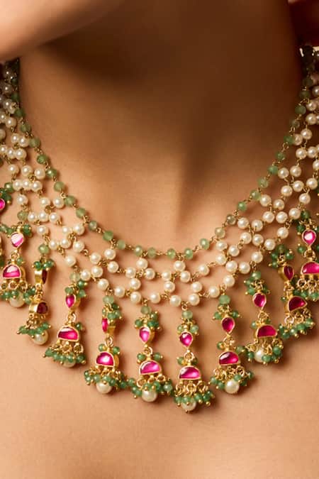 Buy_Paisley Pop_Pink Kundan Necklace _Online_at_Aza_Fashions