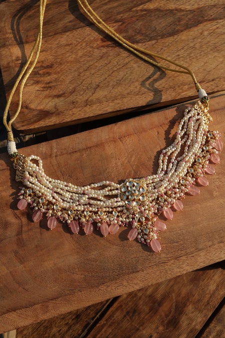 Paisley Pop Designer Pink Kundan Necklace 