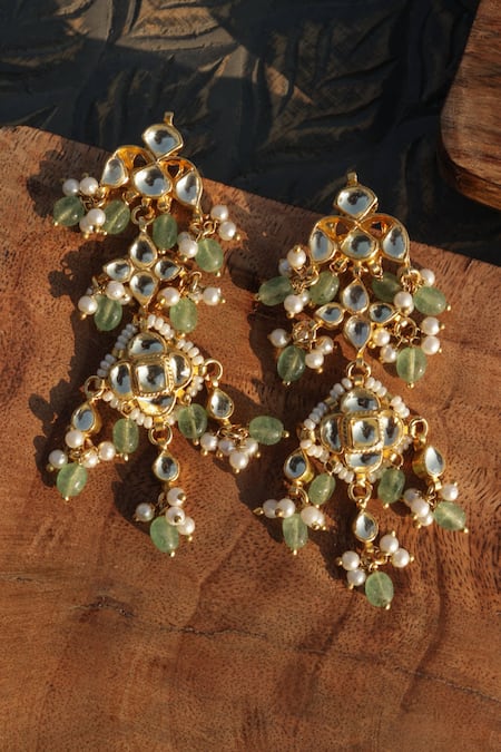 Paisley Pop Mint Kundan Earrings 