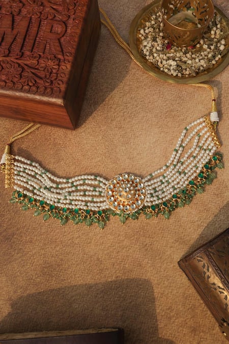 Buy Paisley Pop Mint Kundan Choker Necklace Online at Aza Fashions Buy_Paisley Pop_Mint Kundan Choker Necklace _Online_at_Aza_Fashions