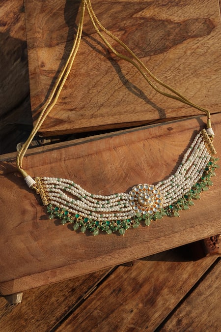 Paisley Pop Mint Kundan Choker Necklace 