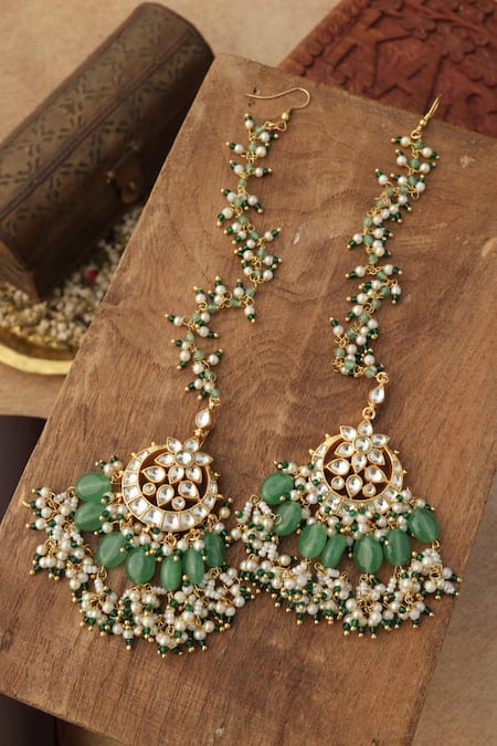 Paisley Pop Mint Kundan Earrings 