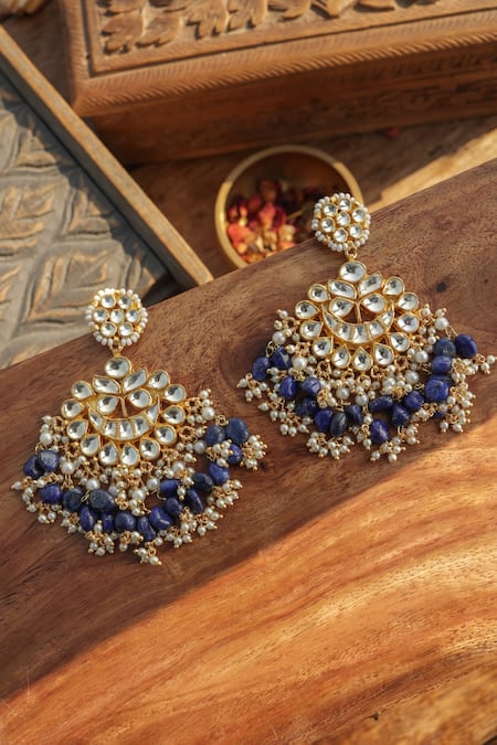 Paisley Pop Blue Kundan Earrings 