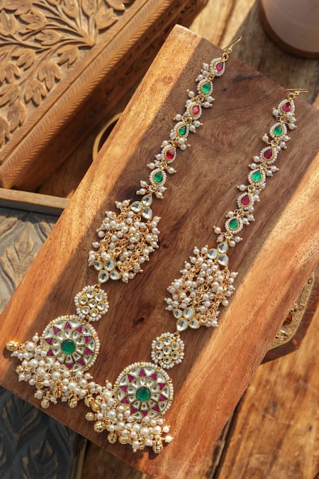 Paisley Pop Designer Pink Kundan Earrings 