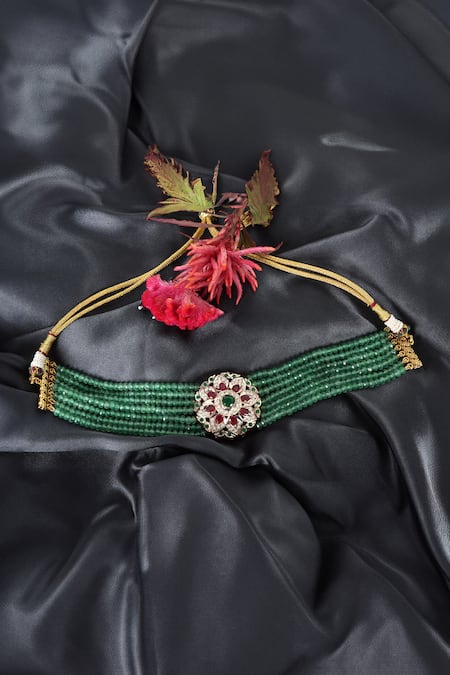 Queens Jewels Royal Emerald Beaded Choker 