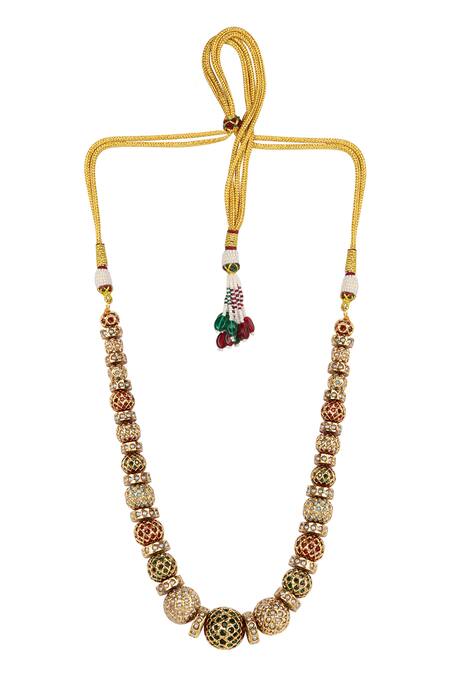 Queens Jewels_Gold Plated Traditional Gold-toned Beaded Necklace _Online_at_Aza_Fashions