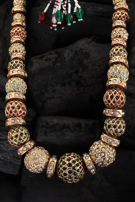 Shop_Queens Jewels_Gold Plated Traditional Gold-toned Beaded Necklace 