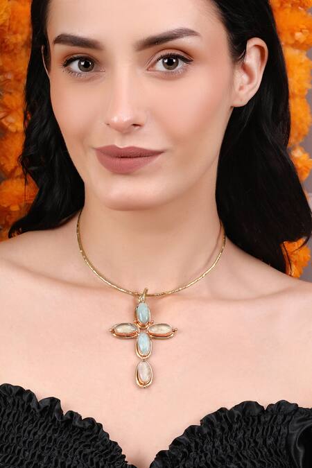 Buy_Queens Jewels_Blue Helen Cross Pendant 