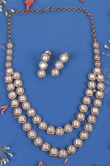 Queens Jewels Twin Layer Victorian Gold-Plated Necklace Set 