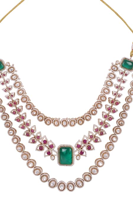 Buy Queens Jewels Green Stones, Crystals, Queen Vic Emerald And Ruby Kundan Set Online at Aza Fashions Buy_Queens Jewels_Green Stones, Crystals, Queen Vic Emerald And Ruby Kundan Set _Online_at_Aza_Fashions