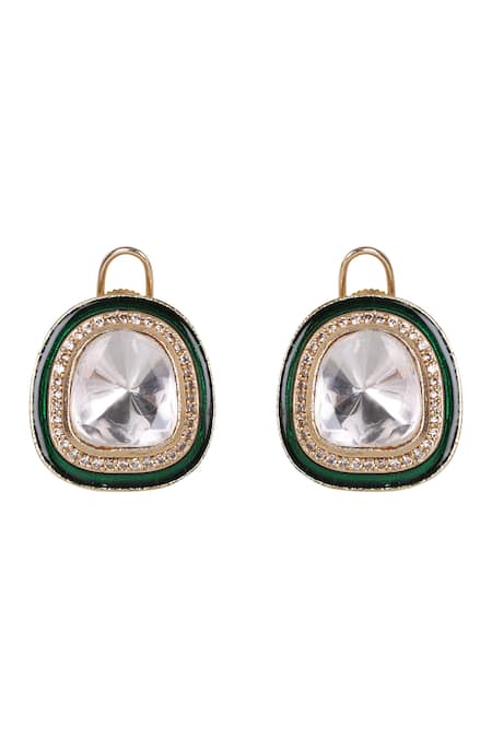 Buy_Queens Jewels_Green Stones Heritage Uncut Polki Kundan Choker Set _Online_at_Aza_Fashions