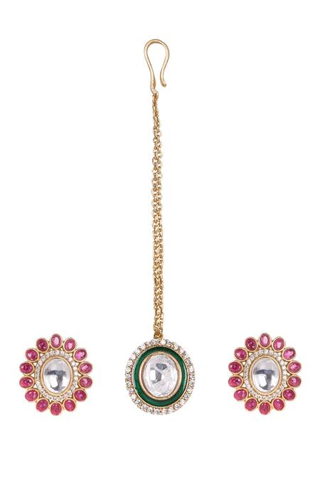 Queens Jewels_Multi Color Stones, Royal Multicolor Kundan Jewelry Set _Online_at_Aza_Fashions