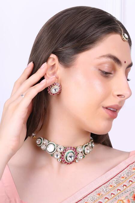 Shop_Queens Jewels_Multi Color Stones, Royal Multicolor Kundan Jewelry Set 