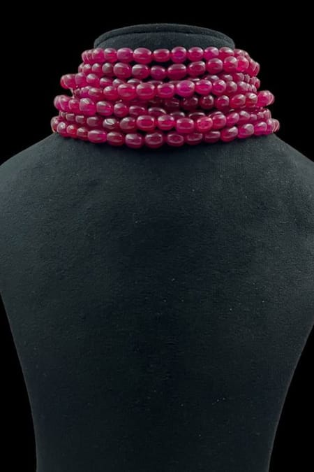 Queens Jewels Red Ruby Beaded Multilayer Choker 