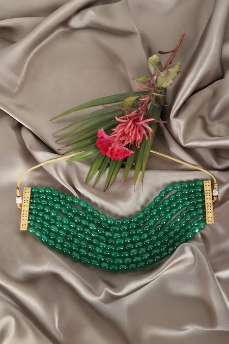 Queens Jewels Emerald Green Radiance Multilayer Choker 