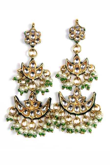 Shop_Queens Jewels_Multi Color Crystals, Beads Ariana Kundan Choker Set With Earrings _Online_at_Aza_Fashions